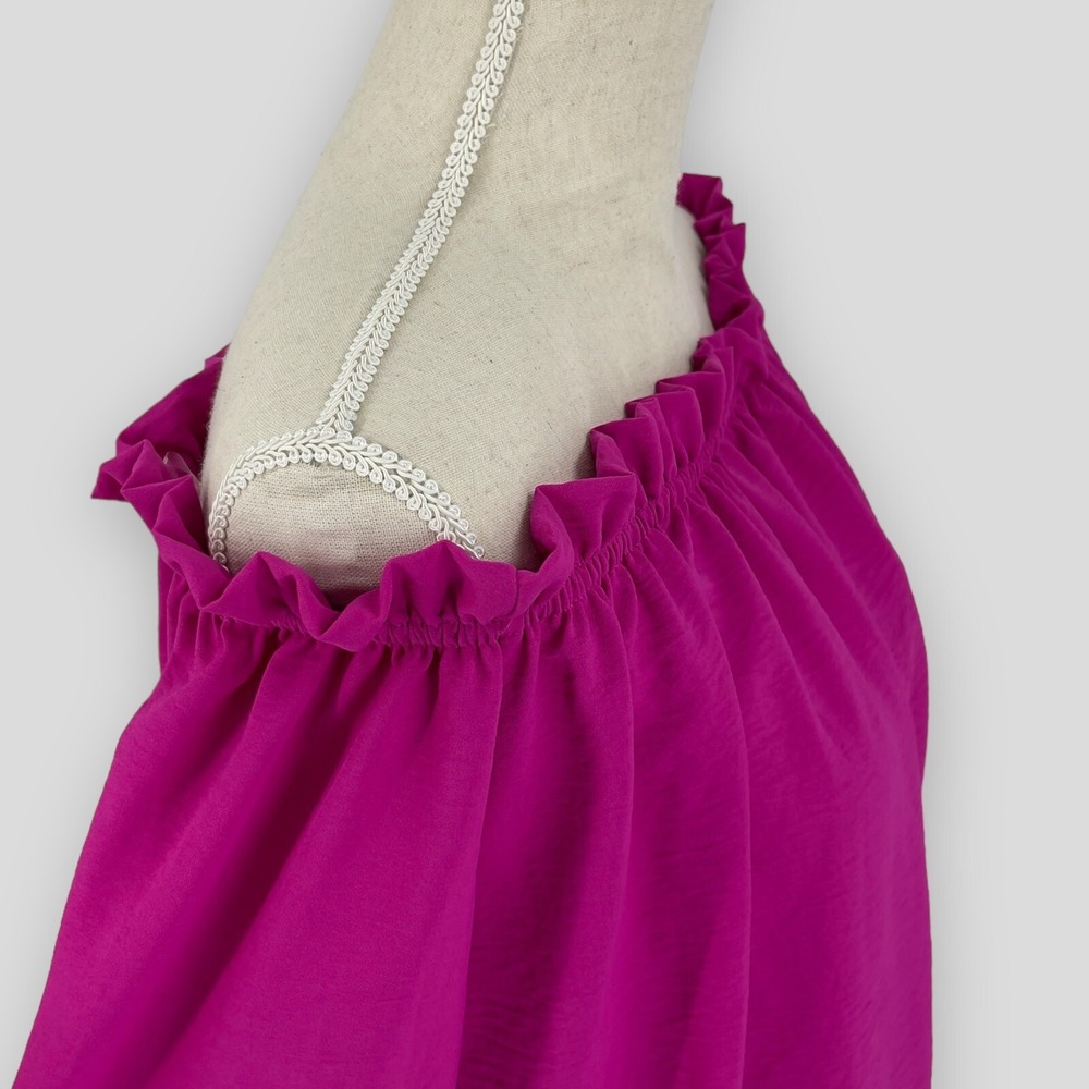 143 Story Line Up Blouse Womens Barbiecore Bell Sleeve Off Shoulder Top Pink M - Picture 4 of 8